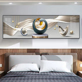 TPFLiving XXL Riesen Luxus Poster Leinwand / Abstrakte Linien und Formen in Weis, Blau, Grau, Silber, Gold / 24 Motive in 6 verschiedenen Größen - OHNE Rahmen - Modell TPFL-LW-301-MJ